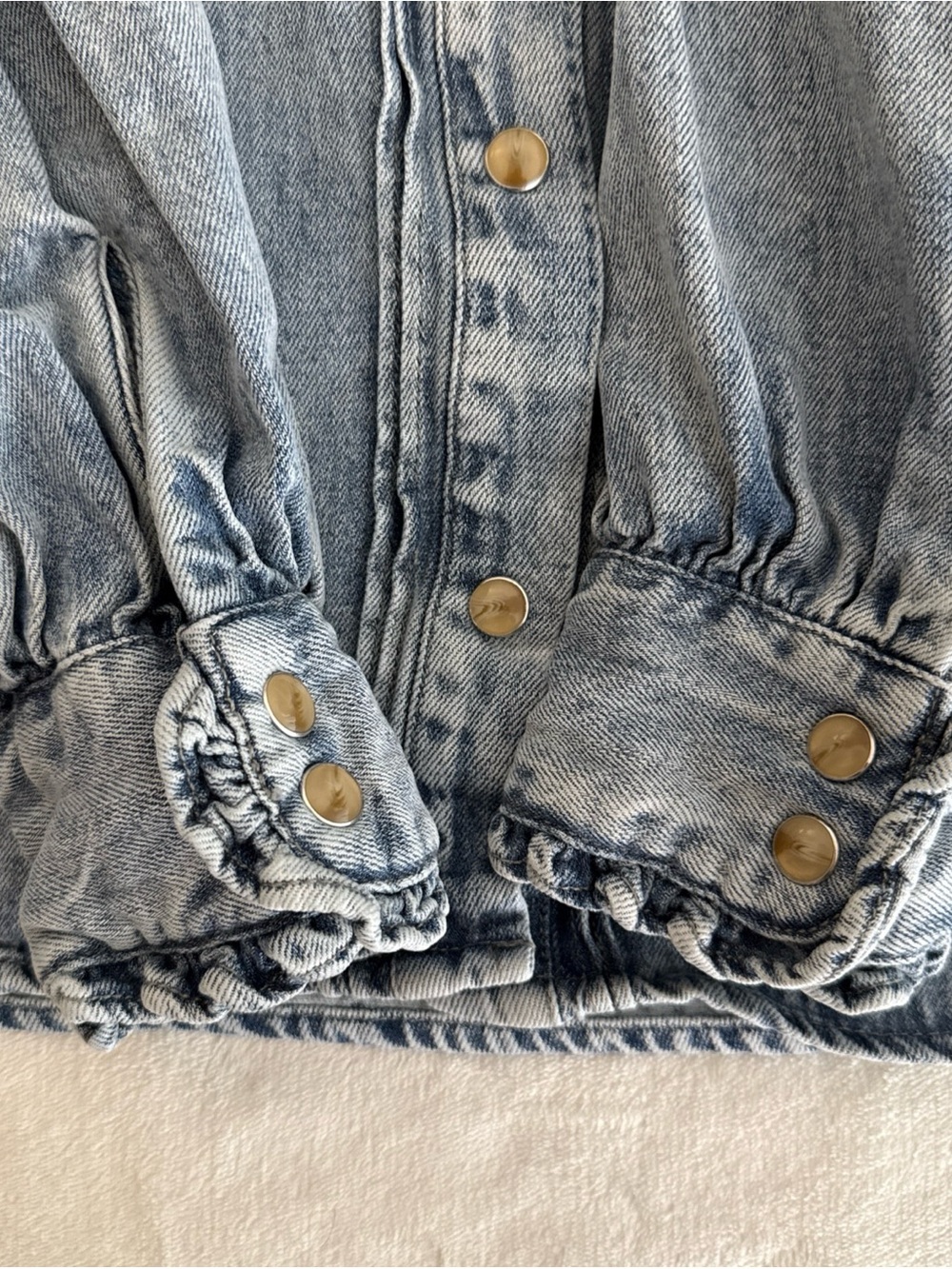 Rails Washed Light Blue Denim Ruffle-Neck Button Down - Picture 10 of 10